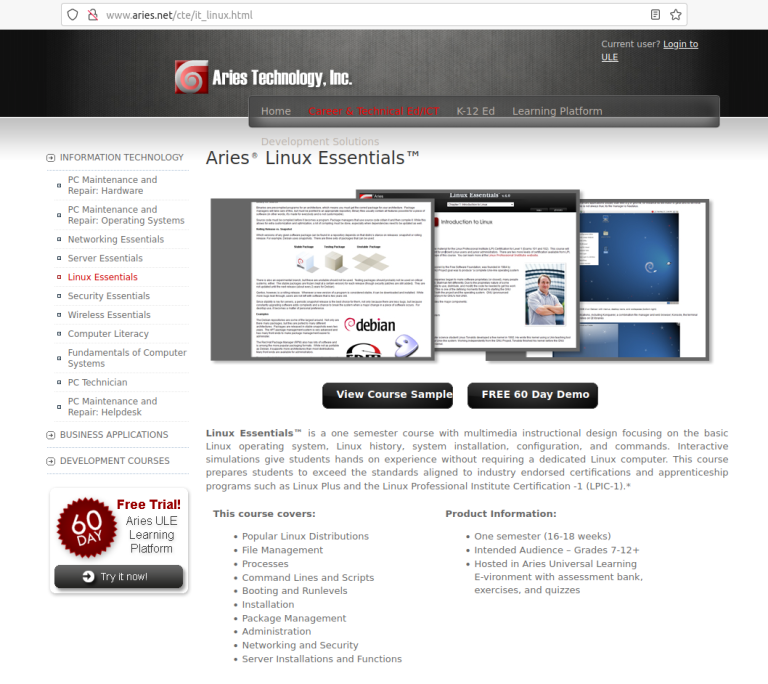Linux Essentials 2003: CompTia and Aries – sole technical writer for CBT